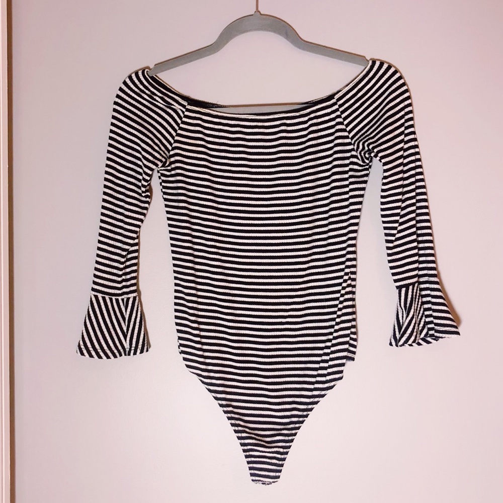 Pacsun | Striped off the shoulder Bodysuit